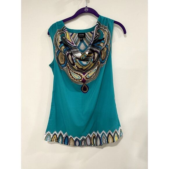Paisley Art Print Nicole by Nicole Miller Sleeveless Top Sleeveless Career Small - Picture 1 of 8